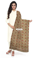 Phulkari Hand Embroidered Dupatta With Multricolor on Brown Phulkari