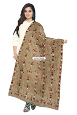 Phulkari Hand Embroidered Dupatta With Multricolor on Brown Phulkari