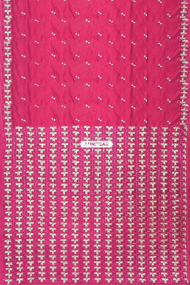 Phulkari Hand Embroidery Saree with Heritage Charm in Magenta color Phulkari