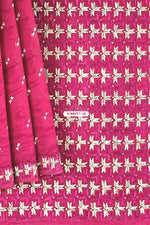 Phulkari Hand Embroidery Saree with Heritage Charm in Magenta color Phulkari