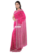 Phulkari Hand Embroidery Saree with Heritage Charm in Magenta color Phulkari