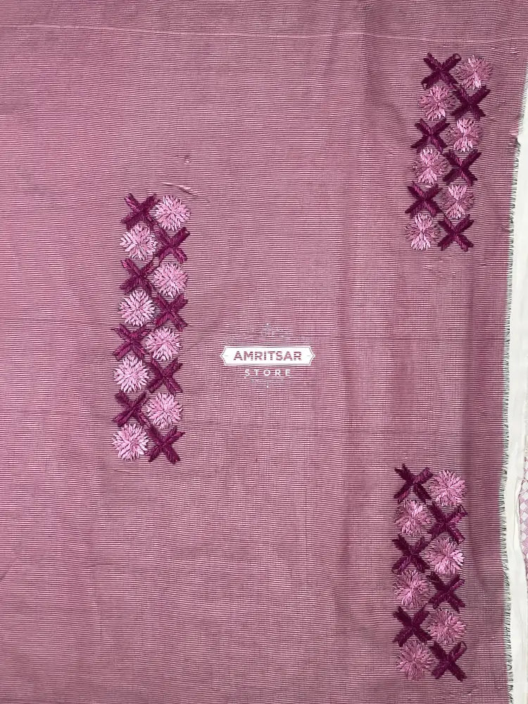 Phulkari Saree Hand Embroidered on Purple by Phulkari Trunk Phulkari