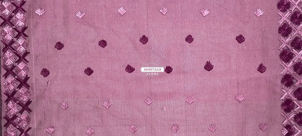 Phulkari Saree Hand Embroidered on Purple by Phulkari Trunk Phulkari