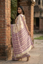 Hand embroidered Phulkari saree for women featuring traditional peacock motifs and intricate Punjabi embroidery.