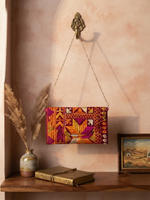 Phulkari embroidered wallet for women with golden chain