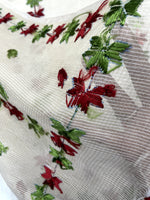 Hand embroidered off white Kota Doria phulkari dupatta for women featuring delicate floral embroidery, lightweight ethnic wrap for traditional and festive wear.