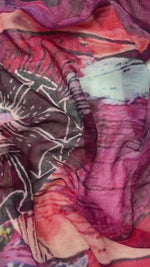 Contemporary art print scarf for women by The Amritsar Store, modern abstract design, lightweight soft fabric fashion wrap for all seasons.
