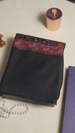 The Amritsar Store Pashmina Shawl with Intricate Sozni Embroidery,Black