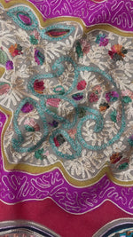 The Amritsar Store Paisley Tie-Dye Stole with Multicolor Kashmiri Aari Embroidery
