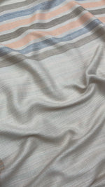 The Amritsar Store WomensElegant Subtle Reversible Shawl in Taupe Stripes