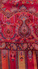 Heritage red Kashmiri jaal weave stole with intricate paisley motifs and multitone decorative borders by The Amritsar Store