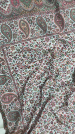 The Amritsar Store Men’s Cream Kani Jaal Shawl with multicolor paisley and floral woven pattern, traditional Kashmiri style elegant winter wrap for men