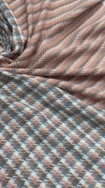 The Amritsar Store elegant reversible wool scarf featuring grey plaid design with soft pink woven accents