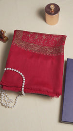 The Amritsar Store Red Pashmina Shawl with Hand Embroidery| Timeless Charm