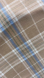 The Amritsar Store Classic Brown & Blue Checkered Shawl – Soft Winter Wrap with Fringe Detailing