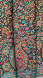 Men’s black Kani Jaal shawl with multicolor paisley and floral weave by The Amritsar Store