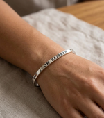 Punjabi men’s stainless steel Kada laser marked with "Om Sai Ram" religious engraving by The Amritsar Store