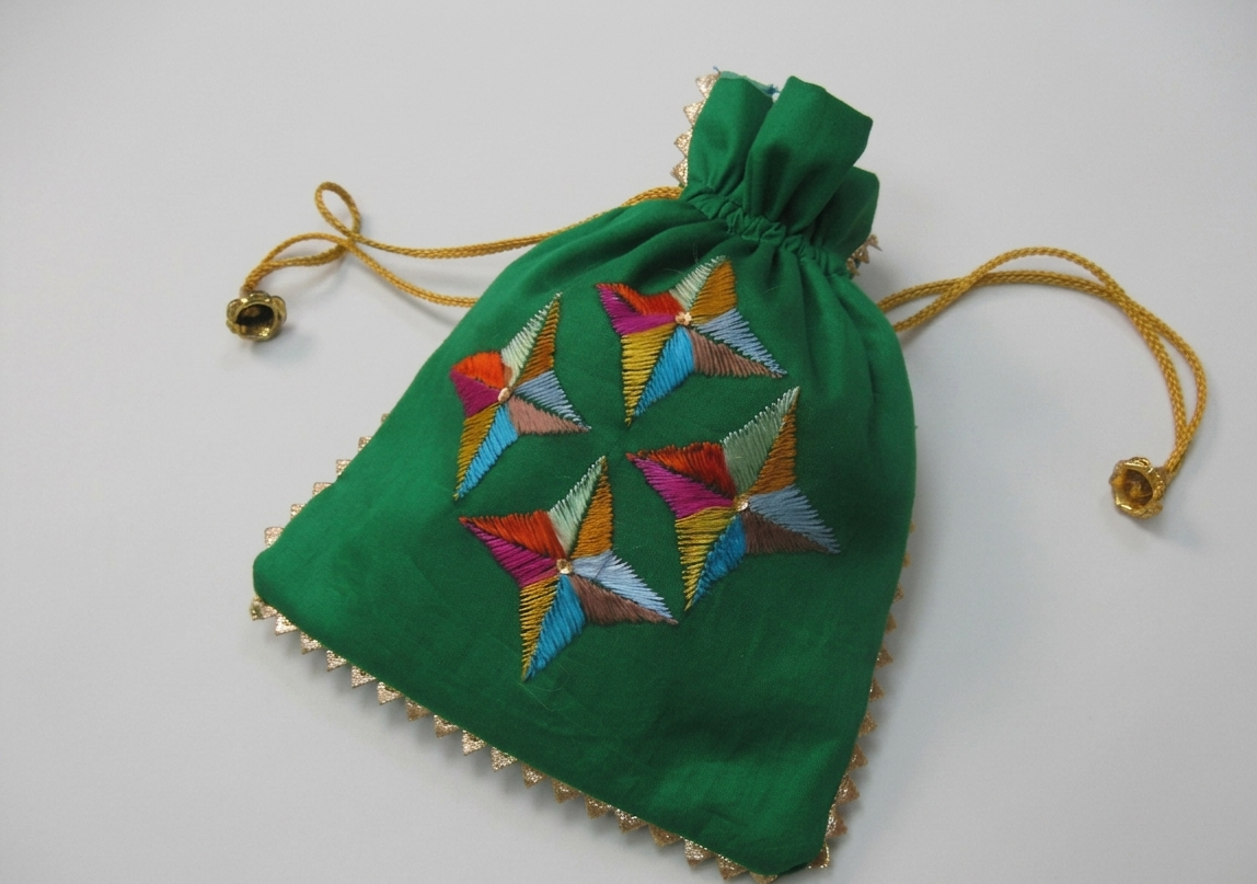 The Amritsar Store Phulkari Embroidered Potli Bag for Women