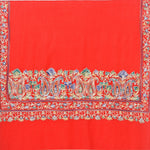 Red Four Side Border Kashmiri Embroidery Pure Wool Handcrafted Shawl - The Amritsar Store