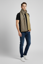 "Two-Tone Reversible Scarf with Houndstooth and Double-G Pattern, Unisex Fashion Accessory by The Amritsar Store"