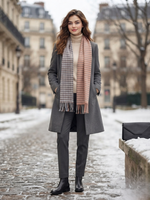 Reversible Wool Scarf – Grey Plaid & Soft Pink Winter Scarf for Unisex | The Amritsar Store - The Amritsar Store