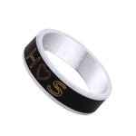 The Amritsar Store Name Engraved Black Ring - The Amritsar Store