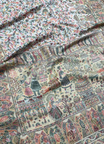 Royal Heritage stole by The Amritsar Store featuring intricate Mughal Darbar scenes with detailed floral jaal weave in rich traditional tones