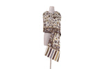 Elegant Off-White Stole with Floral Accents