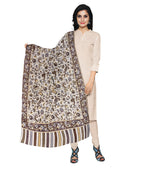 Elegant Off-White Stole with Floral Accents