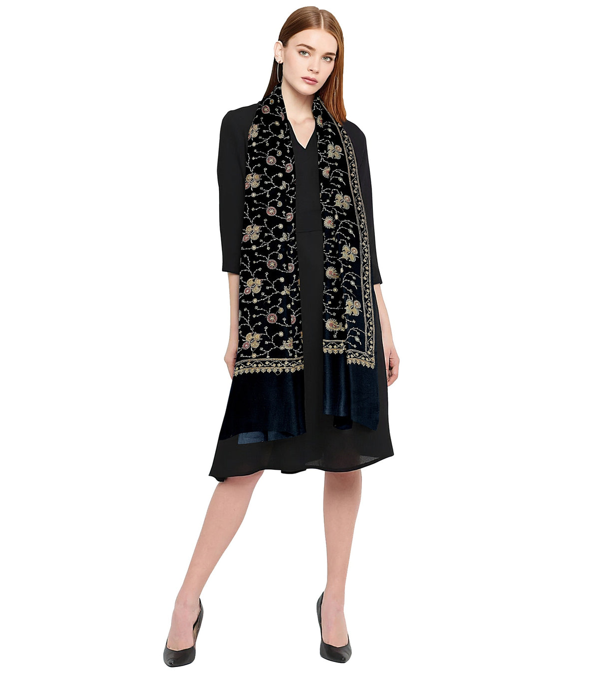 Black Beauty: Exquisite Handcrafted Embroidered stole