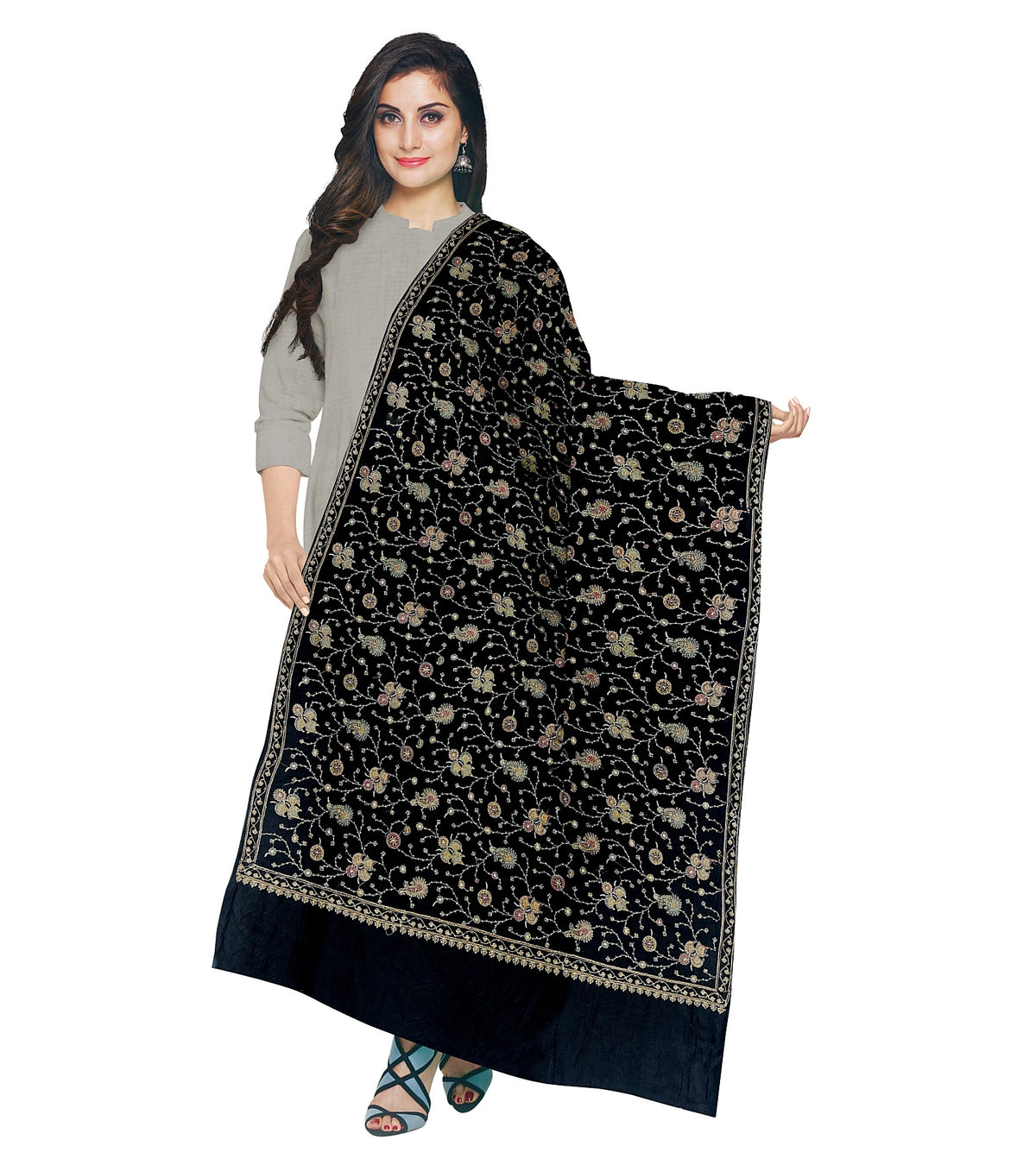 Black Beauty: Exquisite Handcrafted Embroidered stole