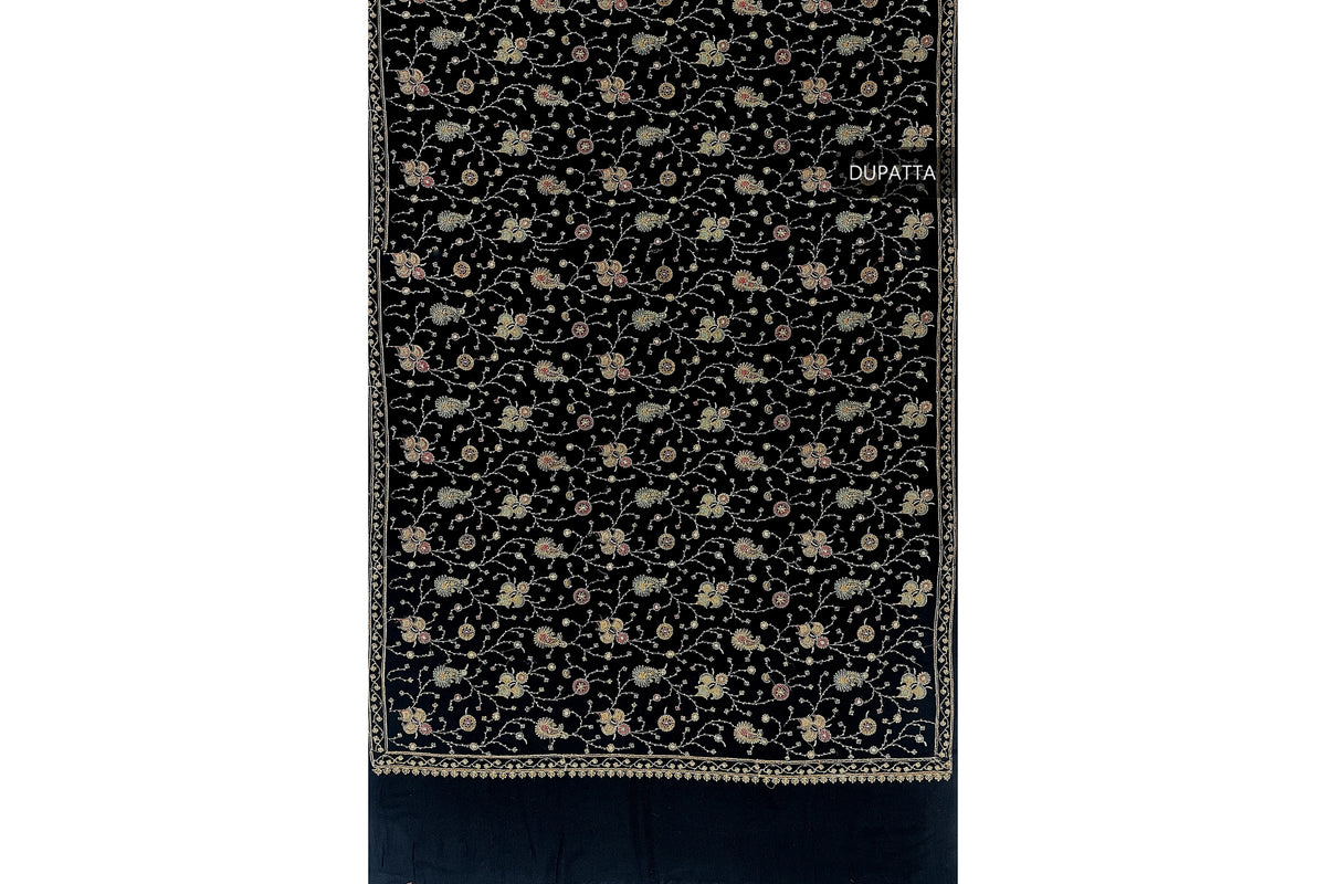 Black Beauty: Exquisite Handcrafted Embroidered stole