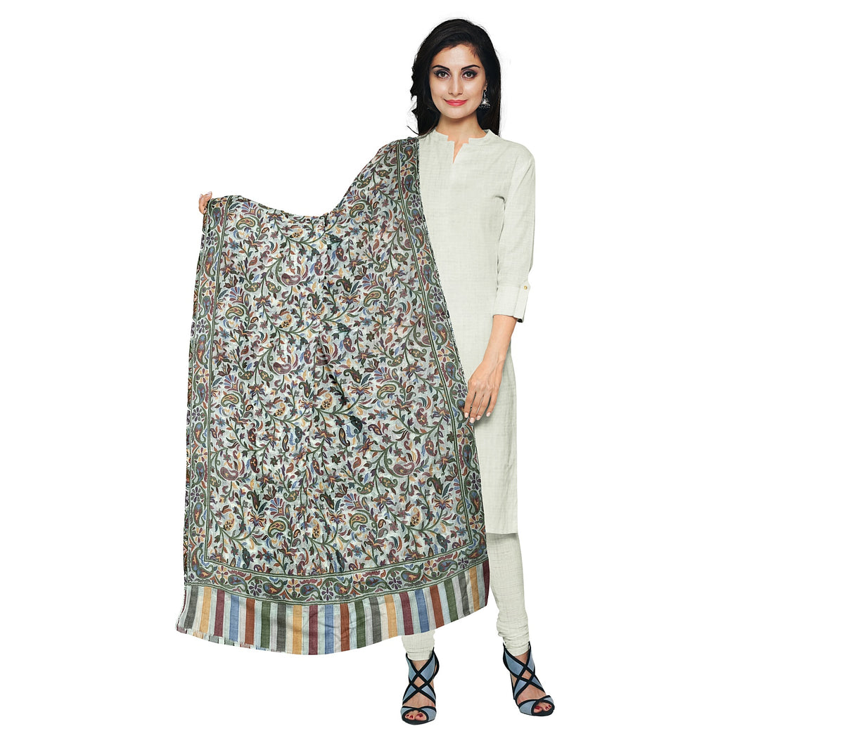 Elegant multicolor floral paisley shawl