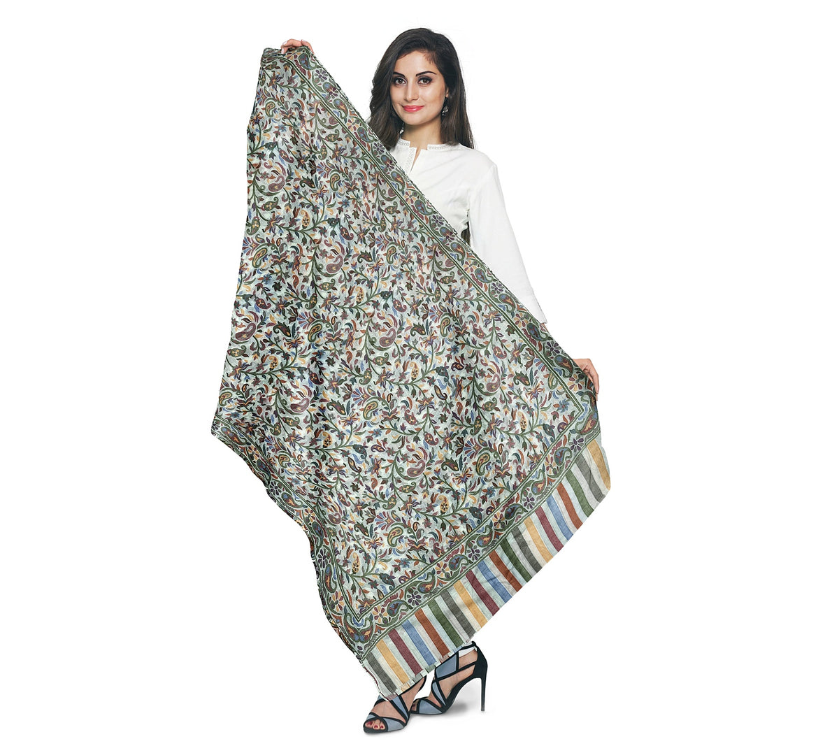 Elegant multicolor floral paisley shawl