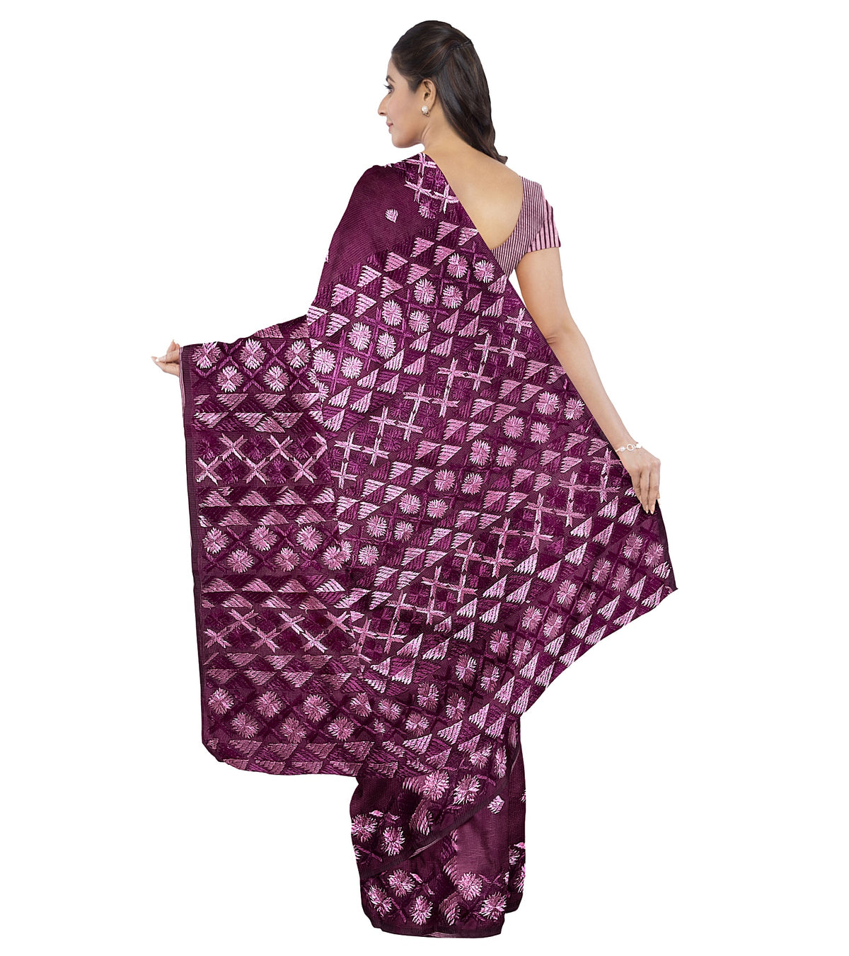 Phulkari Saree Hand Embroidered on Purple ,The Amritsar Store