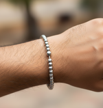 Simran Beads Stainless Steel Kada with 27 beads for men by The Amritsar Store, Punjabi Sikh kara bracelet in polished steel