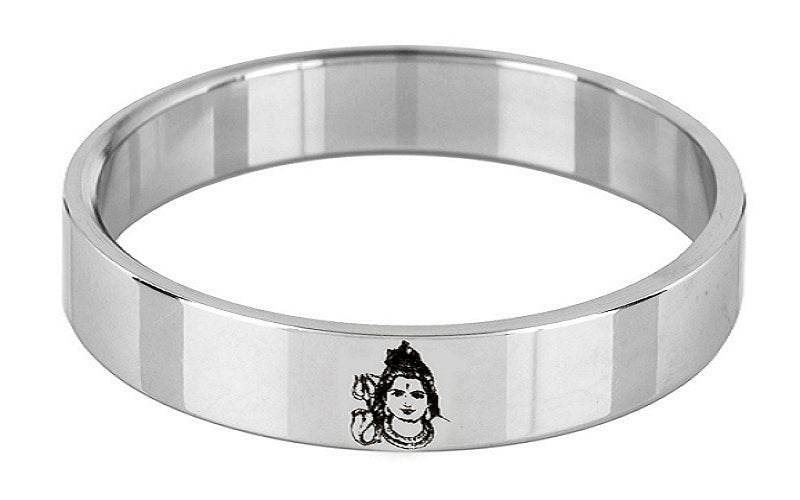 Lord Shiva & Vedic Mantra 12 mm Thick Photo on Steel Heavy Kada by The Amritsar Store - The Amritsar Store