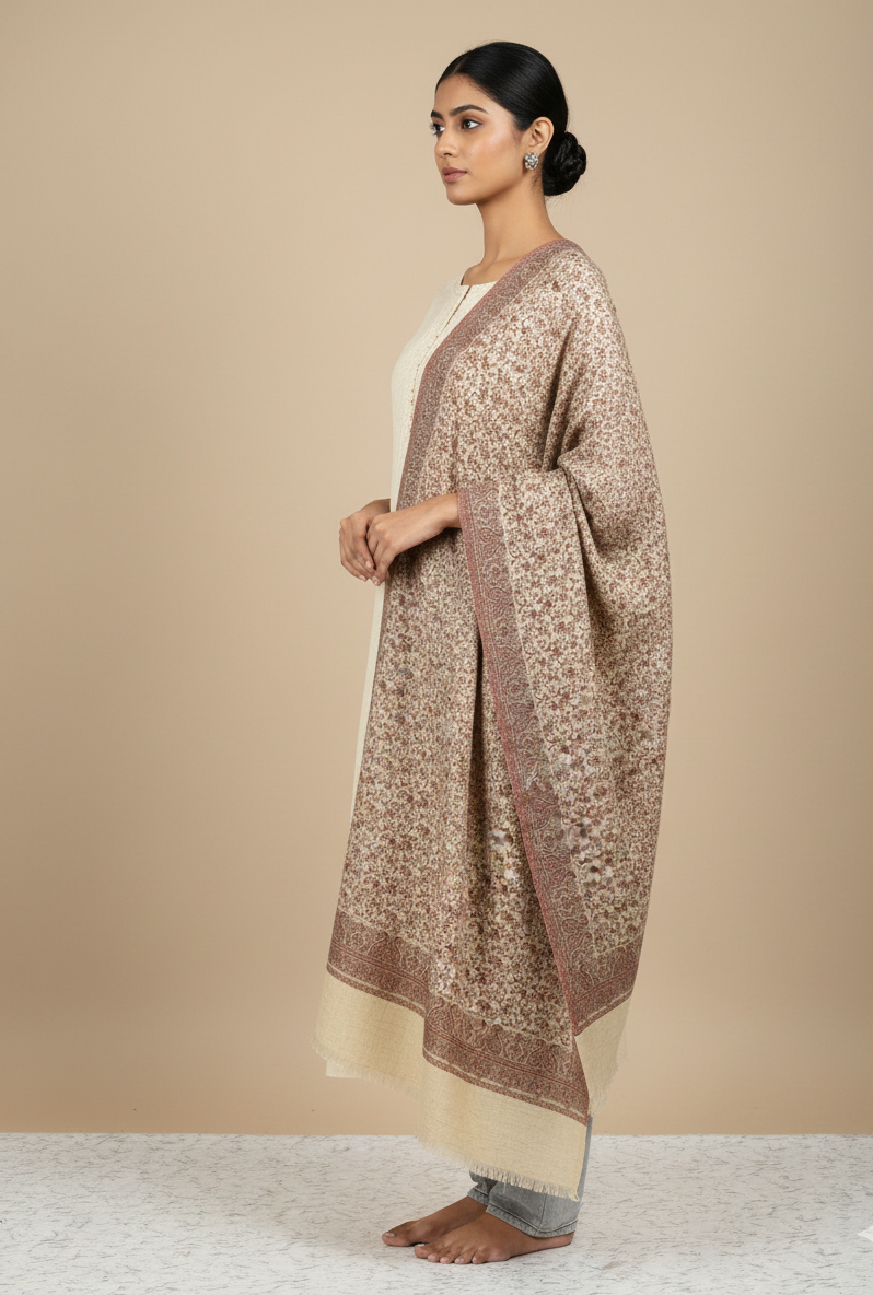The Amritsar Store Reversible Self-Weave Shawl – Premium Soft Wool Wrap for Elegant Winter Style