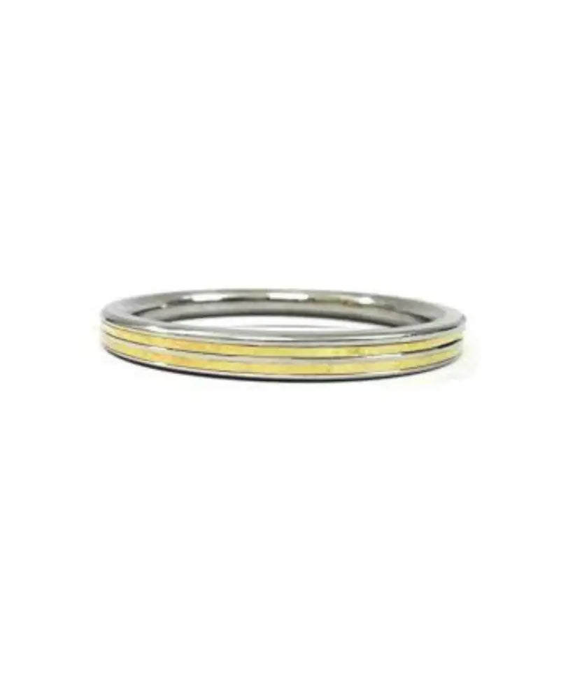 The Amritsar Store Stainless Steel and Brass 2 Lines 7mm Punjabi Kada for Men with dual-tone finish and traditional Sikh design