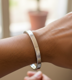 Men’s plain stainless steel flat kada bracelet with 8 mm thickness by The Amritsar Store, classic Punjabi Sikh bangle design for daily wear