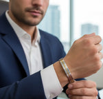 Stainless Steel Kada with Thin Brass Line – 10 MM Thick