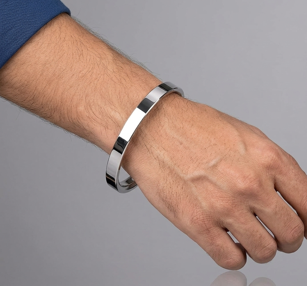 Men’s plain stainless steel Punjabi Kada 0.2 inch thickness, customizable Sikh steel bangle by The Amritsar Store