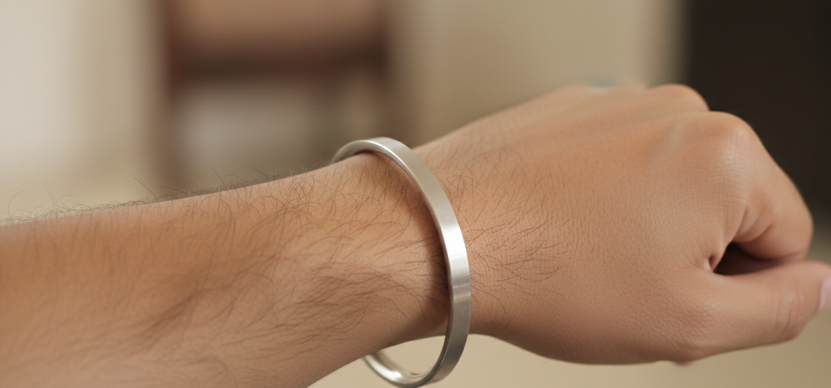 Men’s plain stainless steel Punjabi Kada 0.2 inch thickness, customizable Sikh steel bangle by The Amritsar Store