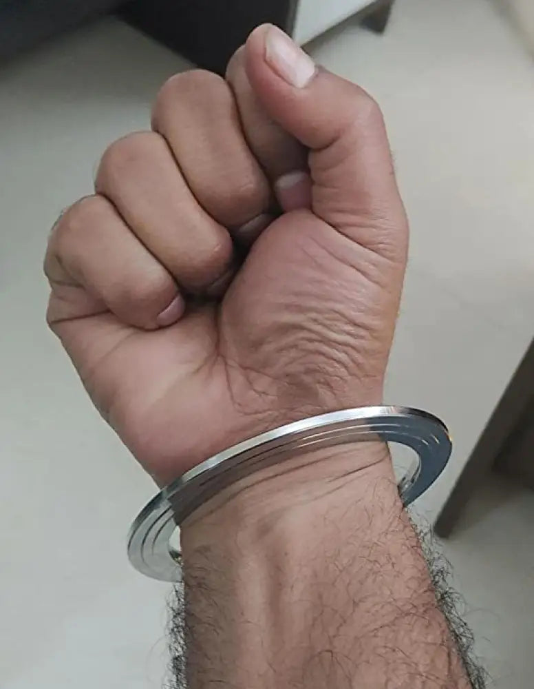 Stainless Steel Punjabi Chakri Kada for men with traditional Sikh design, durable polished steel finish by The Amritsar Store