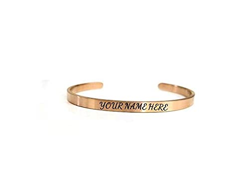 Rose gold stainless steel 3mm openable free size customised bangle bracelet for girls and women by The Amritsar Store