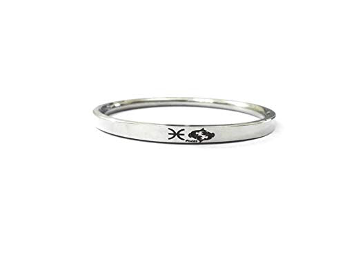 Stainless Steel Sun Sign Unisex Punjabi Kada with engraved zodiac symbol by The Amritsar Store, sleek silver finish bracelet for men and women