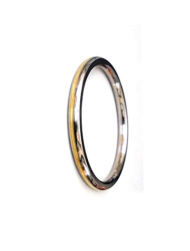 Steel and brass curved edges Sikh Punjabi Kada for men by The Amritsar Store, traditional Khalsa style bangle with polished finish for daily and religious wear.