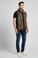 "Reversible Leopard Print and Fendi-Inspired Scarf, Stylish Unisex Fashion Wrap by The Amritsar Store"