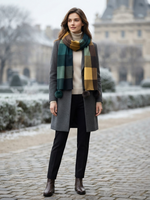 Teal Brown Checked Wool Scarf for Women – Soft Winter Scarf | The Amritsar Store - The Amritsar Store