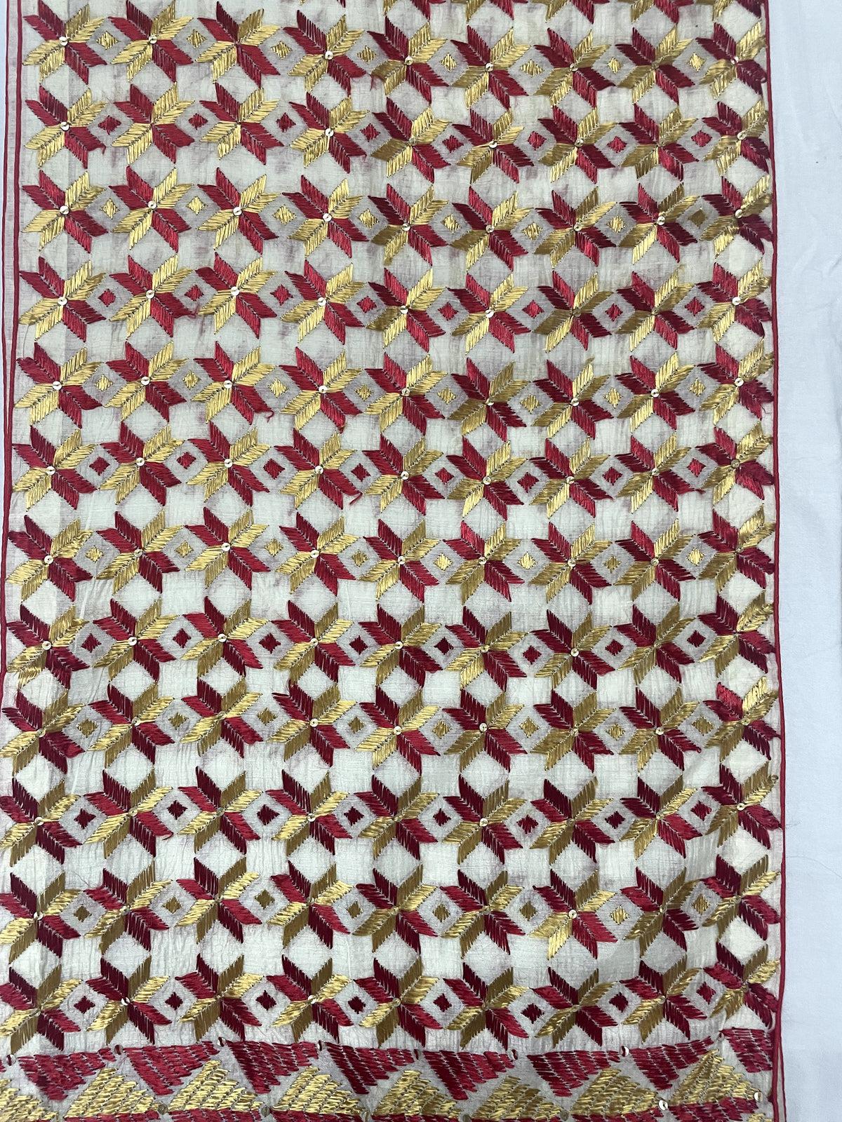 The Amritsar Store Beige Blossom Heritage Stole – Elegant Traditional Design for Women